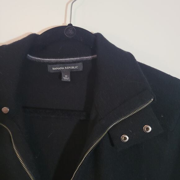 Banana Republic Size M Merino Wool Blend Half Zip Button Collar Pullover Sweater - Picture 8 of 11